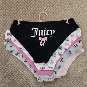 Juicy Couture Intimate Underwear Pink Gray Black Logo  Bows Large 5 Pack